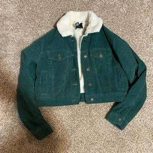 Green jacket lined with sherpa